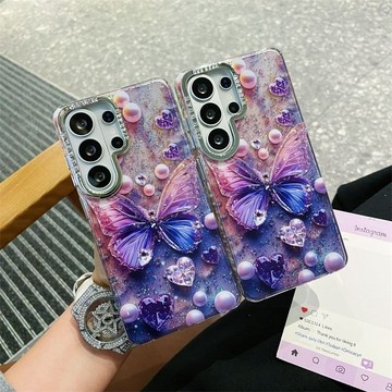 暴閃蝴蝶 三星 S25 S24 S26 Ultra  藍光閃粉 Galaxy S24+ S23U 防摔手機殼