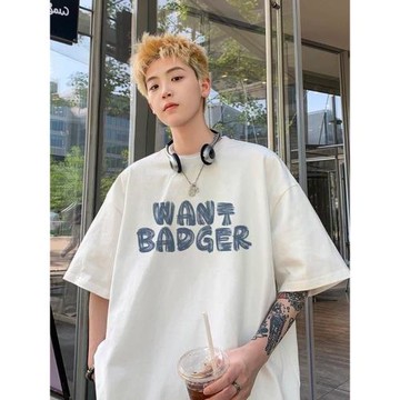 短袖男款夏季新款寬松半袖t恤ins潮流字母印花上衣青少年潮流衣服