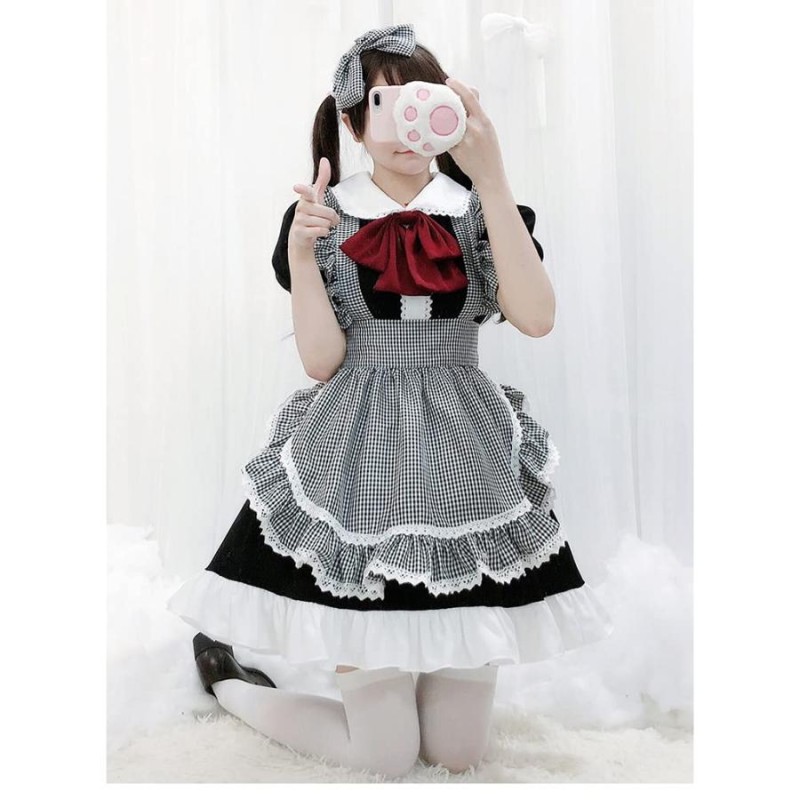 ❤️日本売り❤️ みー様専用メイド服Sサイズ黒ストライプワンピースと