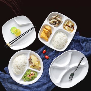 密胺盤子三格四格五格分格分隔分餐快餐取餐自助餐專用盤大人餐盤