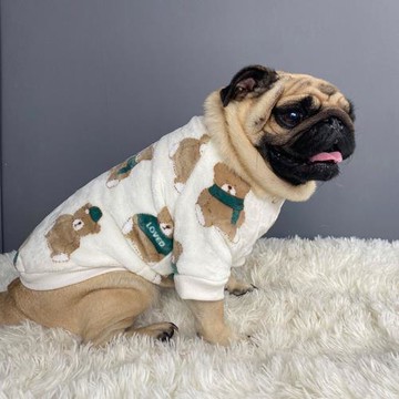 法斗巴哥犬衣服秋冬裝保暖衛衣卡通圖案柴犬斗牛犬大碼胖狗狗衣服