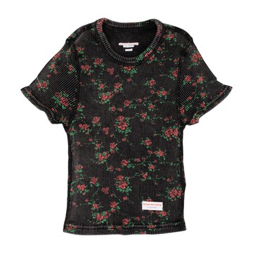 alexanderwang  花卉圖案羅紋棉質短款 T 恤