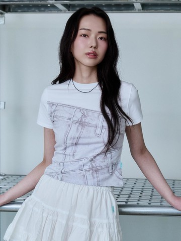 Denim Print T-shirt [Black]