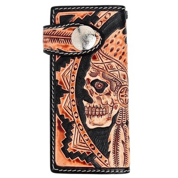 美國印第安骷髀騎士錢包 – 手工雙鉸真皮長匯