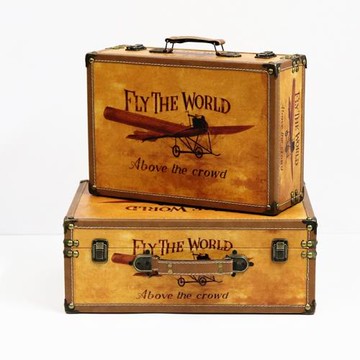 老式復古 手提箱木箱 畫布歐式復古箱子 酒吧 咖啡屋店鋪櫥窗擺件