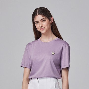moz瑞典 刺繡駝鹿 舒適 冰河棉 100%純棉 涼感 彈力T恤 -芋紫(亞洲版)女款