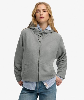 Superdry Women's Studios Relaxed Zip Hoodie Grey Size: 4