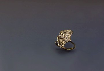 手繪系列-銀杏設計黃銅戒
