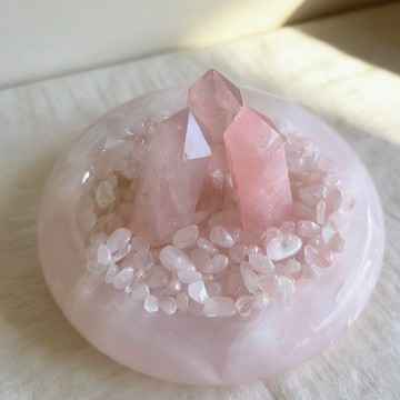 戀愛能量滿分 THE MOON  粉水晶 愛神降臨能量盆 水晶禮盒