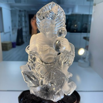 頂級收藏 天然激光料 白水晶濟公 晶雕2號♥️栩栩如生晶雕 濟公 白水晶濟公 濟公 送禮收藏 激光料白水晶