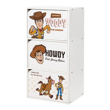 收納王妃 迪士尼玩具總動員木門三層櫃  胡迪  42.5 x 29.5 x 90cm