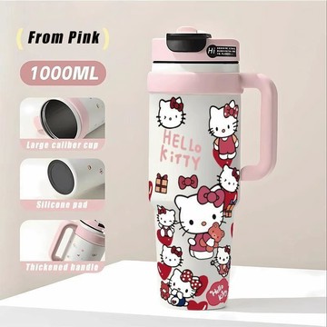 【桃園出貨⭐️】凱蒂貓冰霸杯 吸管冰霸杯 滿屏kitty貓大容量吸管水杯 巨無霸保冷隨行冰霸杯 手把冰霸杯 學生保溫杯