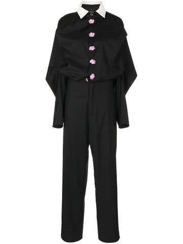 Natasha Zinko - embroidered straight-leg jumpsuit - unisex - Wool/Polyester/Acetate/Cupro - S - Black