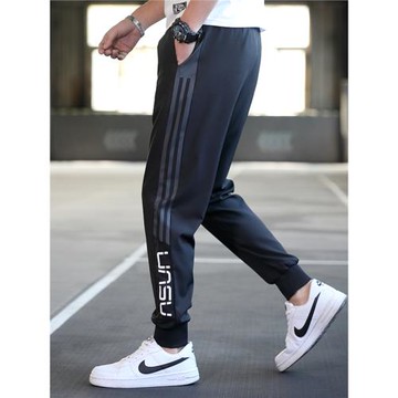 夏季薄款針織休閑長褲韓版潮流男士運動褲工裝百搭男裝束腳九分褲