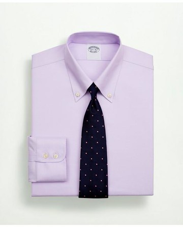 Brooks Brothers Men's Stretch Supima Cotton Non-Iron Twill Button-Down Collar Dress Shirt | Lavender | Size 17 33