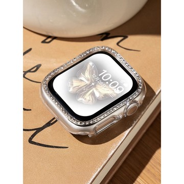《台灣出貨》超质感 適用 APPLE WATCH 單排鑽錶殼 半包殼 | iWatch防摔殼 保護殼 S11 46mm