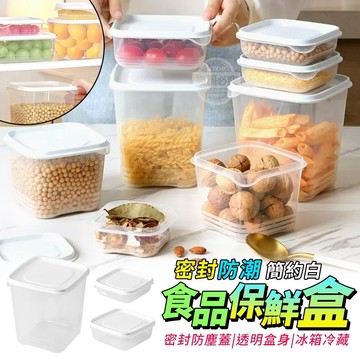 PP 簡約白密封防潮食品保鮮盒-10件組(附防塵蓋)