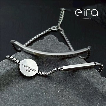 Eira Accessory 圓牌方塊手鍊‧925純銀手鍊‧韓系 爆款 輕奢 方塊 百搭 手鍊 手飾 CSL0007A
