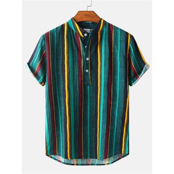 男士短袖襯衣外貿男裝襯衫短袖翻領印花短袖襯衣男夏威夷襯衫度假