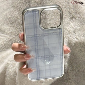 iphone17手機殼.藍色格紋適用蘋果17手機殼16promax/15/14碳纖維13/12/iPhone11套
