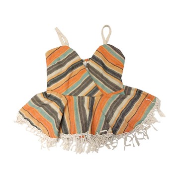 細肩帶縮腰短版上衣