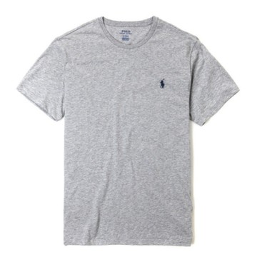 Polo Ralph Lauren 經典刺繡小馬圓領素面短袖T恤-淺灰色