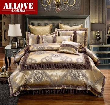 美式提花可拆卸床笠式床罩夾棉床裙拉鏈款樣板房四件套六件套