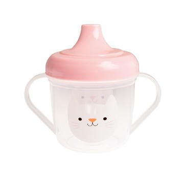 Rex LONDON 輕巧學習杯 貓咪  1個  粉色 + 白色  190ml