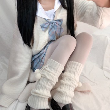 【現貨隔日達】千禧風 jk 毛球襪套 辣妹堆堆襪 長筒襪子女 春夏 Lolita腿套 學生闊腿 亞文化 原宿 長筒襪套