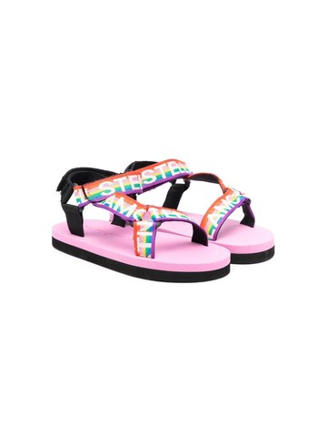 Stella McCartney Kids - logo-print touch-strap sandals - kids - Rubber/Rubber/Fabric/Polyamide - 30 - Pink