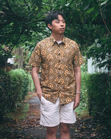 印度蓋染工藝純棉 男生襯衫 － 風鈴木黃