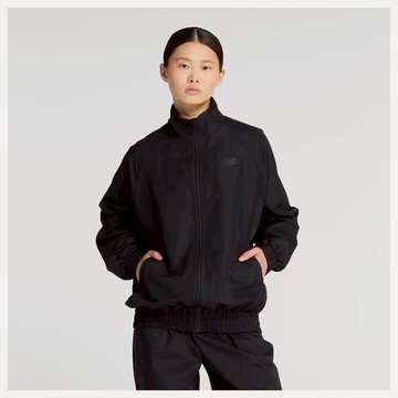 【NEW BALANCE】NB 外套 女 運動立領外套 美規 黑 WJ53517BK