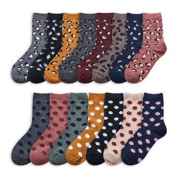 ONEDER 豹紋 圓點保暖兔毛襪 22-26cm-6雙組(AN-A3003N.AN-A3004N)