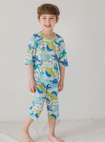 恐龍先生的郊遊-輕透空氣衣七分袖韓國童裝-K18907