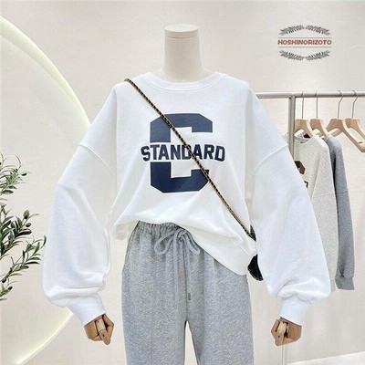 トレーナー レディース プルオーバー 長袖 長袖トレーナー スウェット プリント 英語文字 無地トレーナー 秋物 ゆったり 着痩せ 春秋 薄手 通販 Lineポイント最大get Lineショッピング