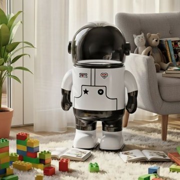 【AOTTO】太空人造型翻蓋垃圾桶-12L