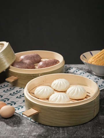 異興竹編制品蒸籠家用餐具四川手工編織蒸包子神器青皮饅頭筐食盒