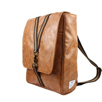 AMINAH-棕色鉤扣兩用後背包