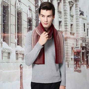 純羊毛圍巾男女披肩-拼色提花柔軟舒適配件情人節生日禮物3色74bl24【獨家進口】【米蘭精品】