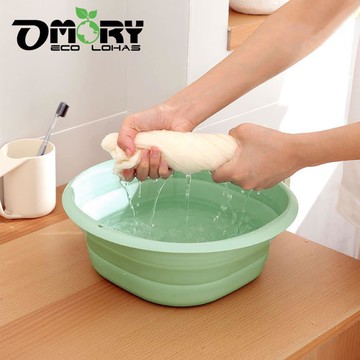 OMORY折疊式臉盆-嫩綠25cm