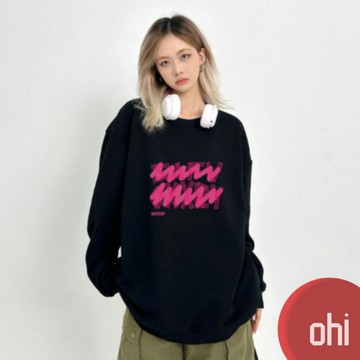 【ohi】2色可選女長T  長袖寬鬆休閒大學T   字母印花衛衣女  刷毛長袖上衣(GBT1061#)