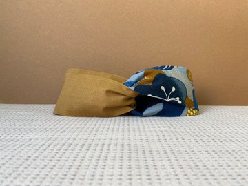 雙拼髮帶 / 煙花 - 土黃