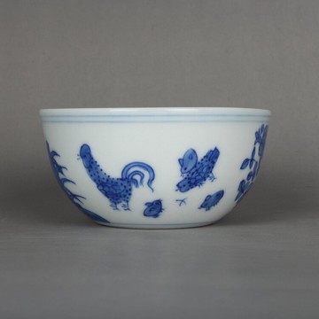 大明成化青花手繪雞缸杯茶杯景德鎮古玩古董陶瓷器仿古老貨收藏品