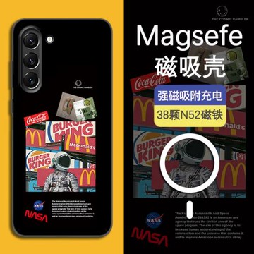 Magsafe磁吸適用三星S26手機殼note20ultra潮牌m記宇航員硬殼S24個性創意S23+簡約note10鏡摔S22超薄S25夜光