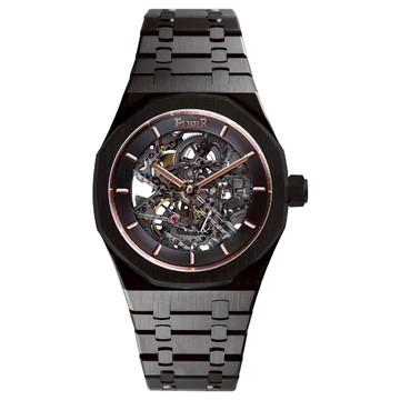 FIBER 法柏 (FB8017-2-08) 8017競速先鋒系列 骨雕鏤空機械腕錶 黑鋼x玫瑰金 41mm