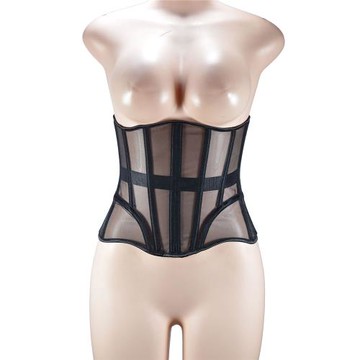 218-25cm膠骨半護胯魚骨綁帶腰封透視網紗透氣薄款束腰腰封腰夾