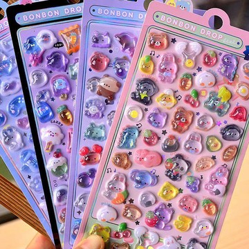 ✨臺灣出貨✨【七彩動物全套】3d立體浮雕貼紙兒童趣味裝飾貼畫防水裝飾貼