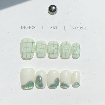 😍加一出品😍純手工穿戴甲高級ins小衆輕奢風捏捏造型日常顯白美甲片指甲精緻穿戴甲 BFCL