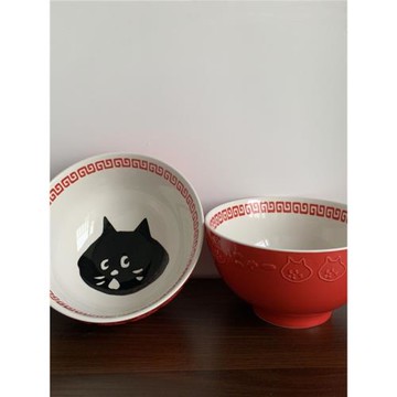 樹下盒 釉下彩Nya醬日式貓咪拉面碗驚訝貓頭湯碗陶瓷大碗餐具