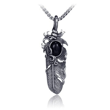 【巴黎精品】現貨+預購 鈦鋼項鍊鈦鋼吊墜-羽毛精緻簡約男飾品v1ak14